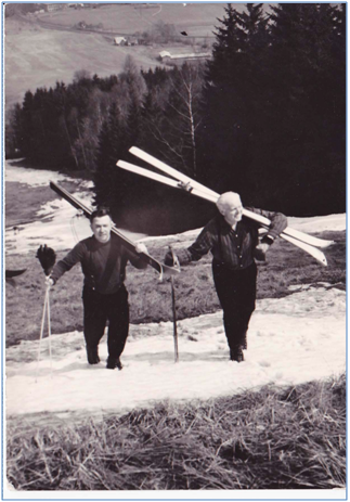 Ing. Oldich Jarolmek vpravo a Josef Jursk na Zviin na jarnm snhu